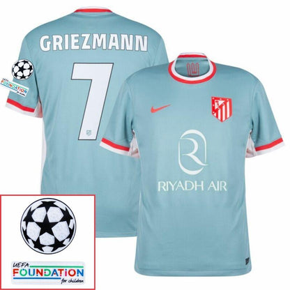 Atlético Madrid Away Fan Jersey 2024/25 Patches UCL UEFA Foundation (Official Printing)
