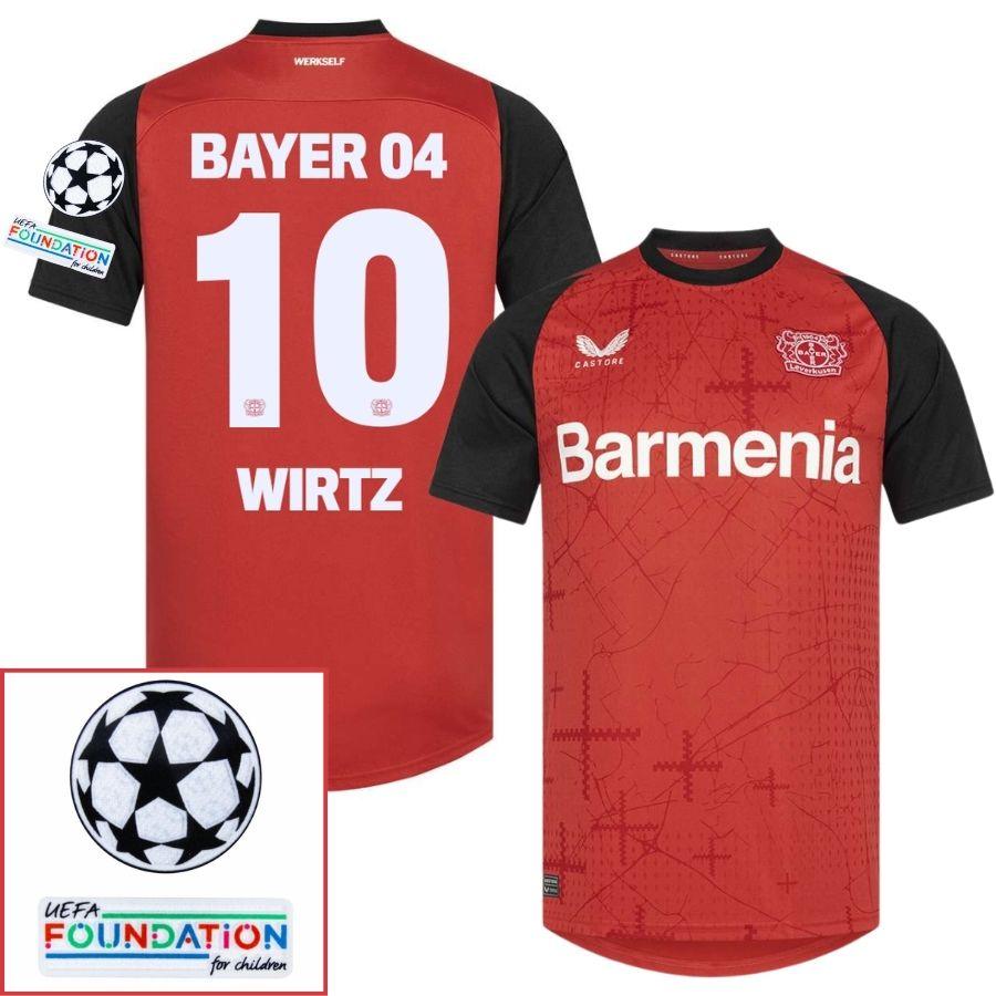 Bayer 04 Leverkusen Home Fan Jersey 2024/25 Patches UCL UEFA Foundation (Official Printing)