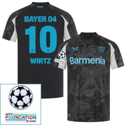 Bayer 04 Leverkusen Third Fan Jersey 2024/25 Patches UCL UEFA Foundation (Official Printing)