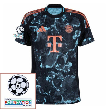 Bayern München Harry Kane Away Fan Jersey 2024/25 Patches UCL UEFA Foundation (Official Printing)