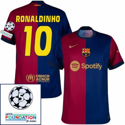 Barcelona Ronaldinho 10 Home 2024/25 Patches UCL UEFA Foundation (Official Printing)
