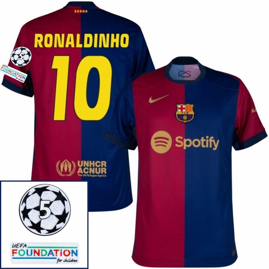 Barcelona Ronaldinho 10 Home 2024/25 Patches UCL UEFA Foundation (Official Printing)