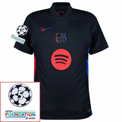 Barcelona Raphinha 11 Away Fan Jersey 2024/25 Patches UCL UEFA Foundation (Official Printing)