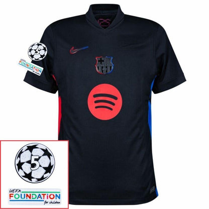 Barcelona Lewandowski 9 Away 2024/25 Patches UCL UEFA Foundation (Official Printing)