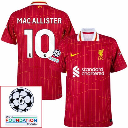 Liverpool Home 2024/25 Patches UCL UEFA Foundation (Official Printing)