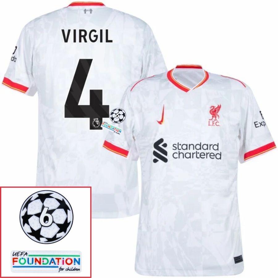 Liverpool Virgil 4 Away 2024/25 Patches UCL UEFA Foundation (Official Printing)
