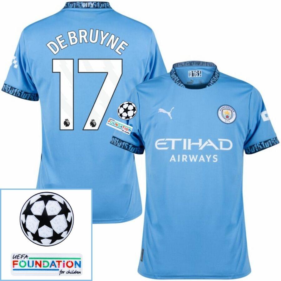 Manchester City Home 2024/25 Patches UCL UEFA Foundation (Official Printing)