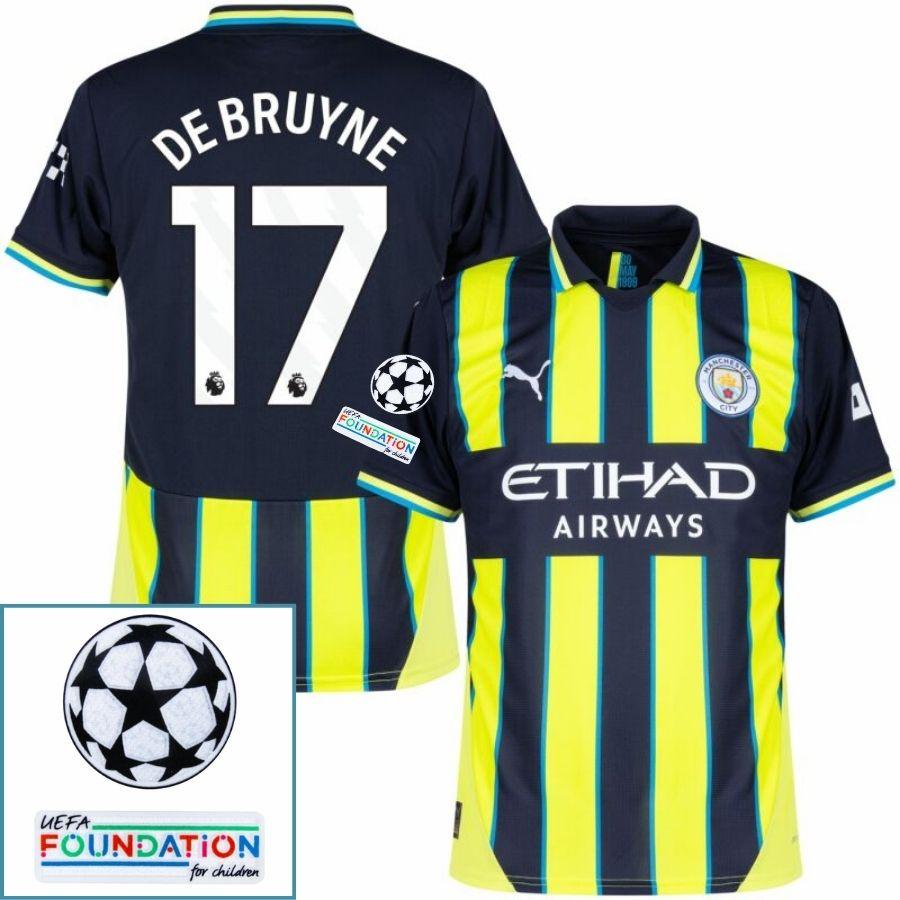 Manchester City De Bruyne 17 Away 2024/25 Patches UCL UEFA Foundation (Official Printing)