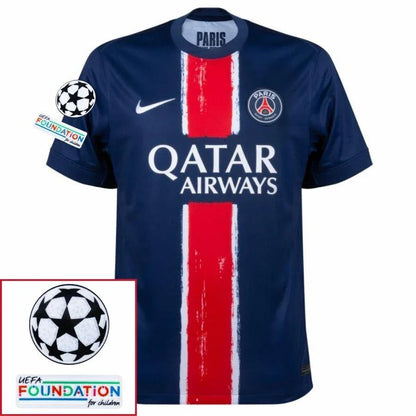 Paris Saint-Germain Fan Jersey Home 2024/25 Patches UCL UEFA Foundation (Official Printing)