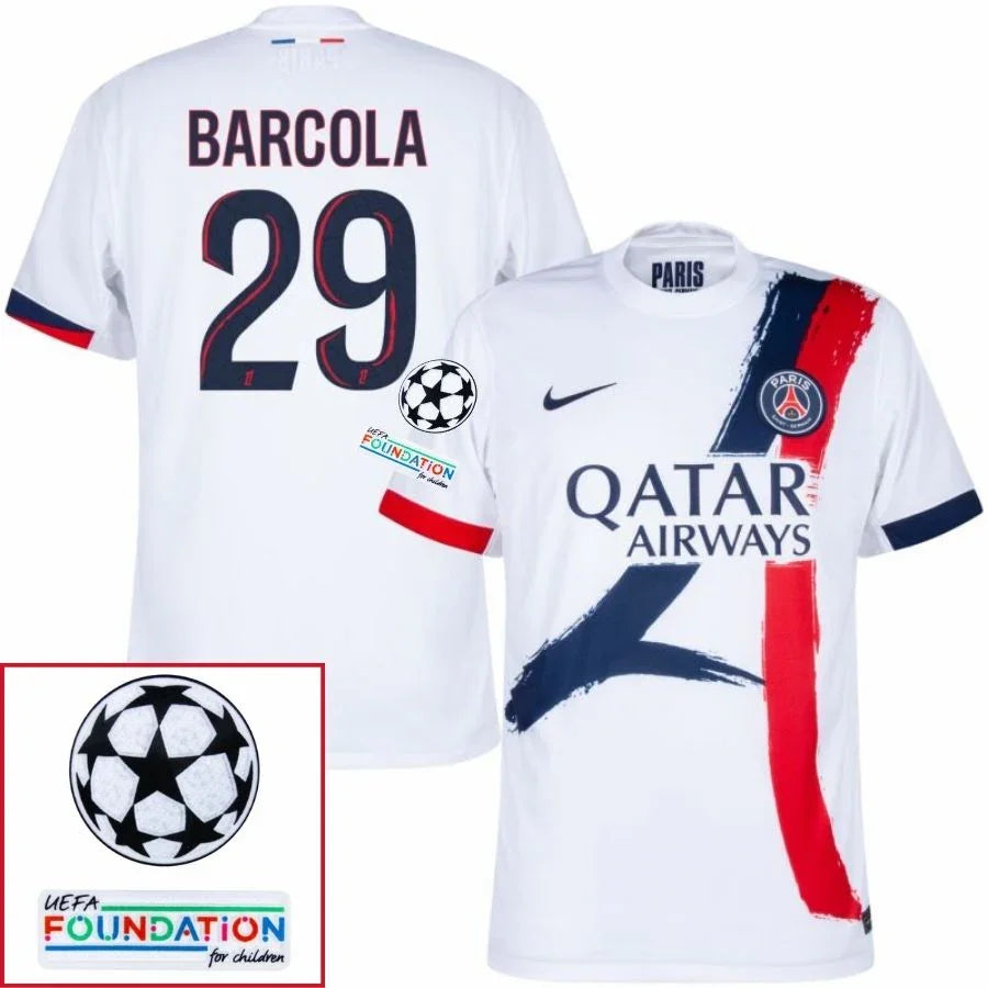Paris Saint-Germain Fan Jersey Away 2024/25 Patches UCL UEFA Foundation (Official Printing)