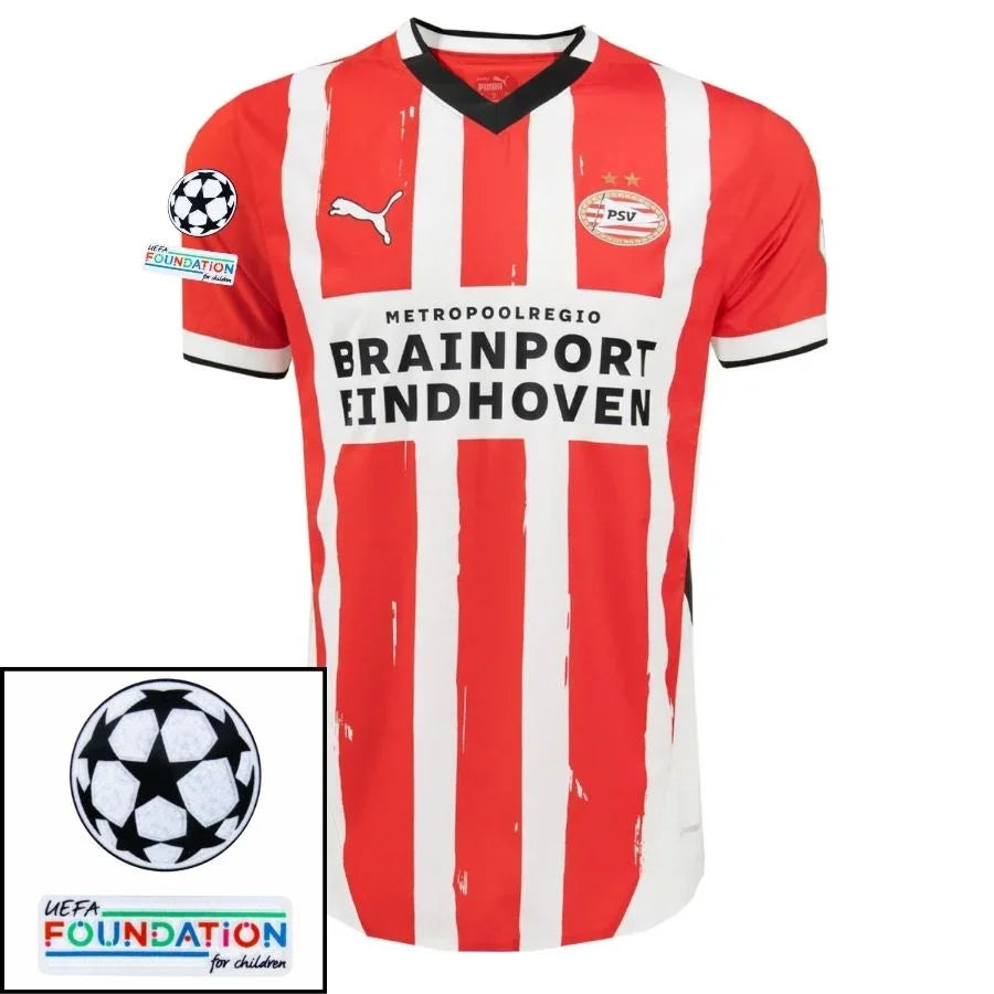 Psv Eindhoven Fan Jersey Home 2024/25 Patches Ucl Uefa Foundation (Official Printing)