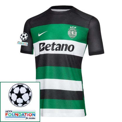 Sporting CP Fan Jersey Home 2024/25 Patches UCL UEFA Foundation (Official Printing)
