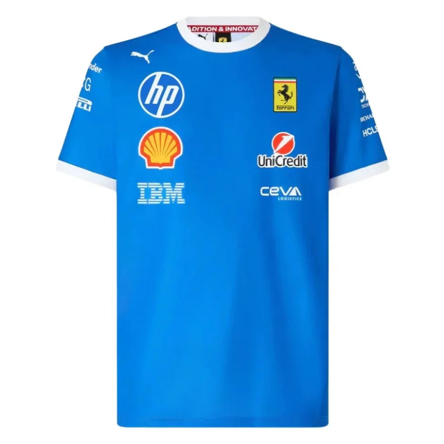 Scuderia Ferrari 2025 Team Monza T-Shirt -  Formula 1 F1 Formula One Blue Scozia