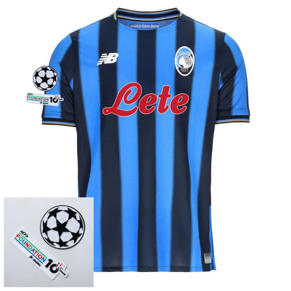 Atalanta Home Fan Jersey 2025/26 Patches UCL + 10th Anniversary UEFA Foundation