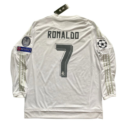 Retro Real Madrid 2015/16 Home Long Sleeve Final Milano 2016 Patches UCL 10 UEFA Respect