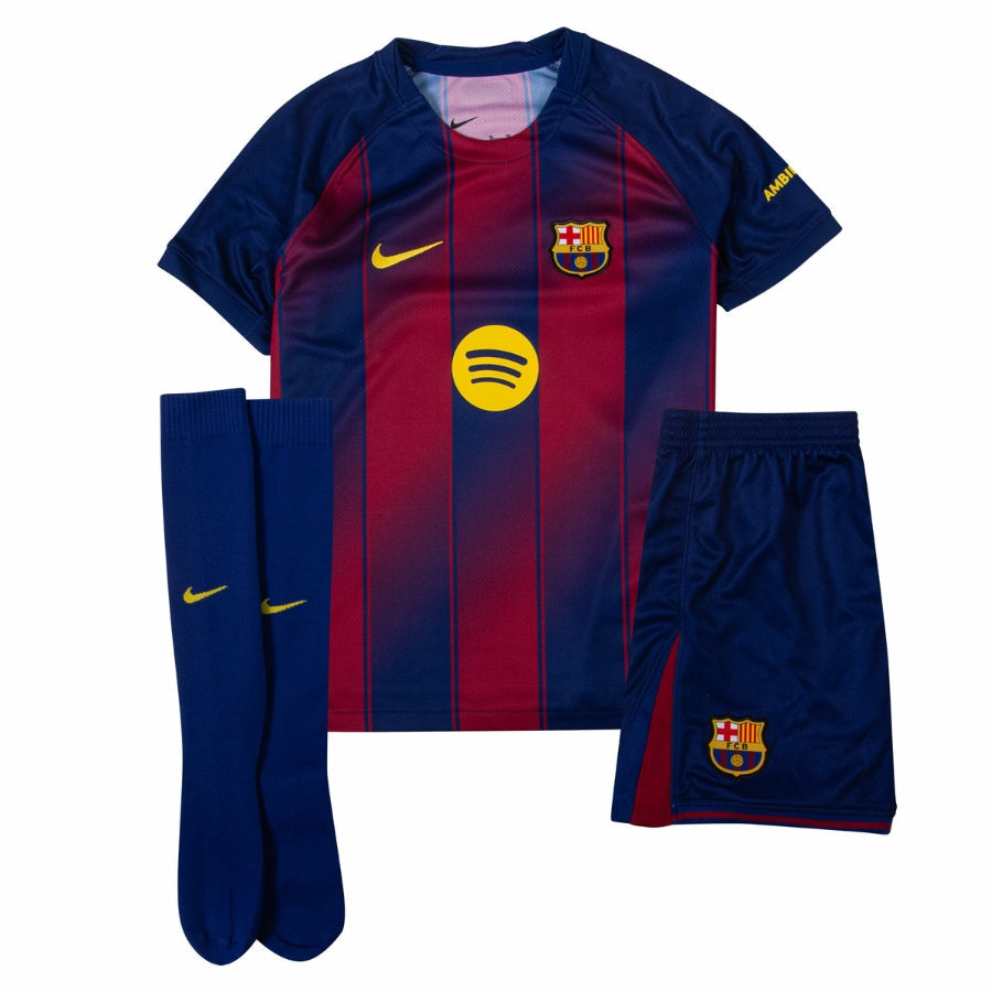 Kids Kit Barcelona Home Fan Jersey 2025/26 Shirt, Shorts And Socks
