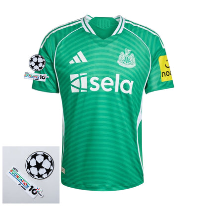 Newcastle United Away Fan Jersey 2025/26 Patches UCL + 10th Anniversary UEFA.