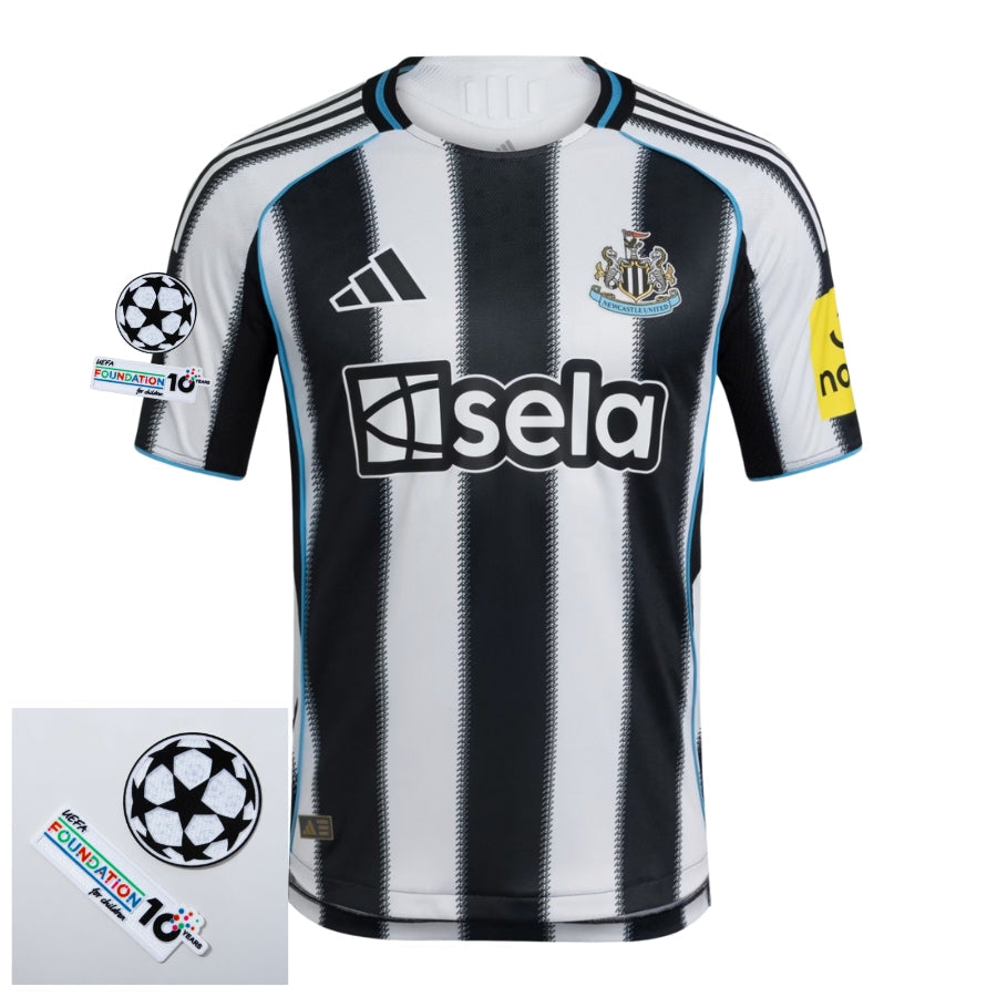 Newcastle United Home Fan Jersey 2025/26 Patches UCL + 10th Anniversary UEFA.