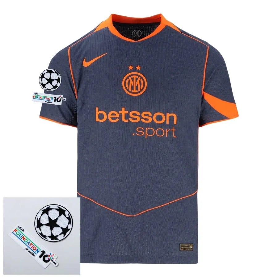 Inter Milan Third Fan Jersey 2025/26 Patches Ucl + 10Th Anniversary Uefa.