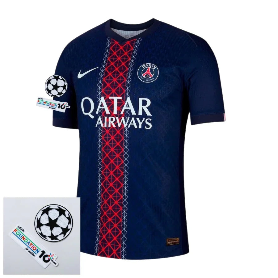 Paris Saint-Germain Home Fan Jersey 2025/26 Patches UCL + 10th Anniversary UEFA.