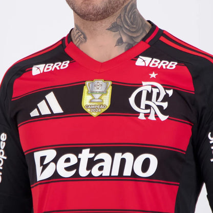Flamengo Home Fan Jersey 2025/26 Patch and Sponsorships Official Printing