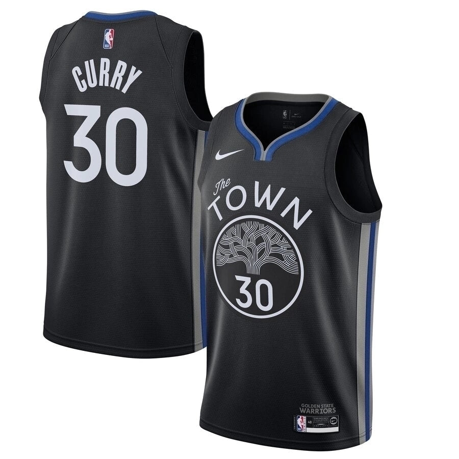 Golden State Warriors Curry 30 NBA Jersey Black The Town