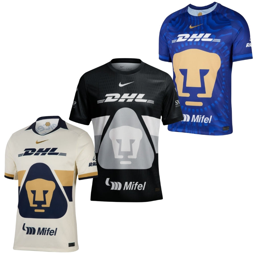 Pumas UNAM Fan Jersey Home, Away y Third 2025/26 - Kit 3 Fan Jersey