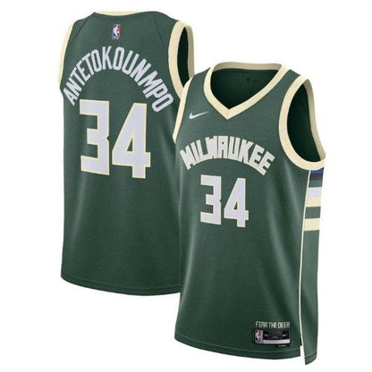 Giannis Antetokounmpo Milwaukee Bucks Unisex 2023 NBA Jersey - Icon Edition - Hunter Green