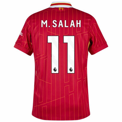 Liverpool Mohamed Salah 11 Home Fan Jersey 2024/25 Patches UCL UEFA Foundation (Official Printing)