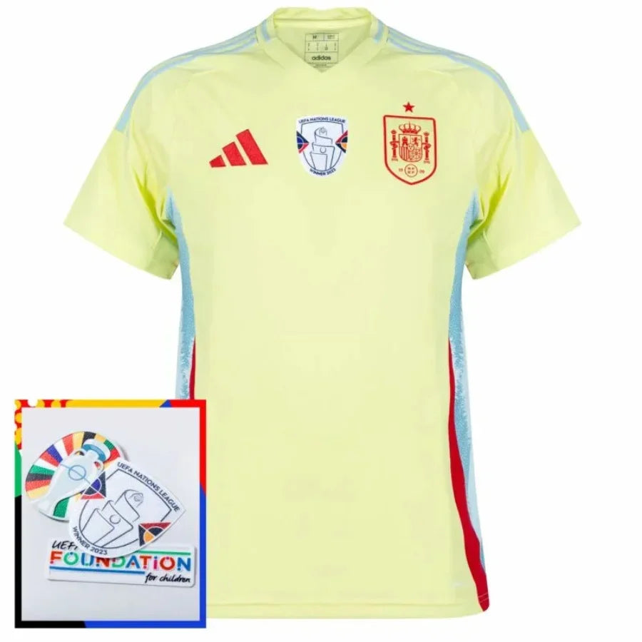 Spain Away Fan Jersey 2025/26 Euro 2024 & Foundation Tournament Patches (Official Printing)