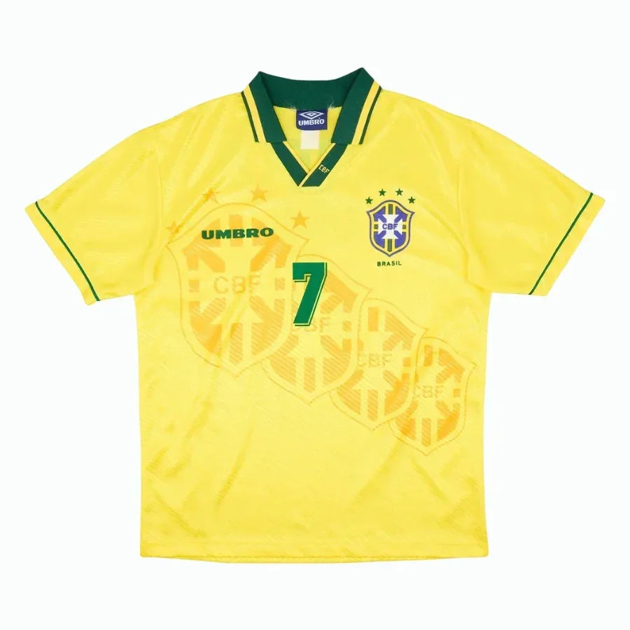 Brazil Home Bebeto 7 Retro Jersey 1994 World Cup
