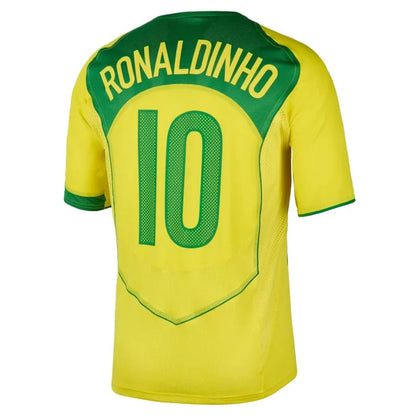 Brazil Ronaldinho 10 Retro Home Fan Jersey 2004-2005 (Reissue)