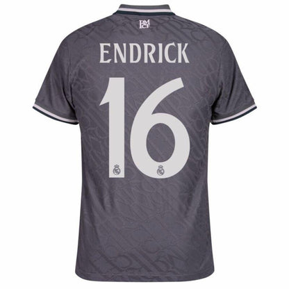 Real Madrid Endrick 16 Third Fan Jersey 2024/25 Patches UCL UEFA Foundation (Official Printing)