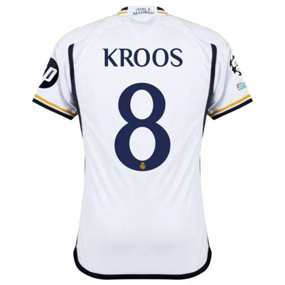 Real Madrid Toni Kroos 8 Home Fan Jersey 2023/24 Patch FIFA WCC Patch UCL UEFA Foundation Patches