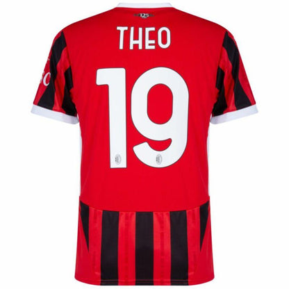 AC Milan Theo 19 Home Fan Jersey 2024/25 Patches UCL UEFA Foundation (Official Printing)