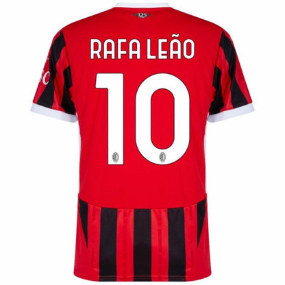 AC Milan Rafa Leão 10 Home Fan Jersey 2024/25 Patches UCL UEFA Foundation (Official Printing)