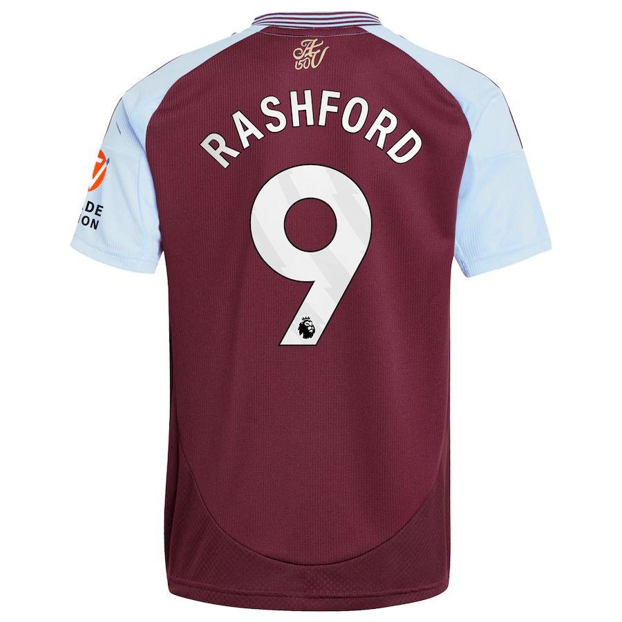 Aston Villa Rashford 9 Home Fan Jersey 2024/25 Patches UCL UEFA Foundation (Official Printing)