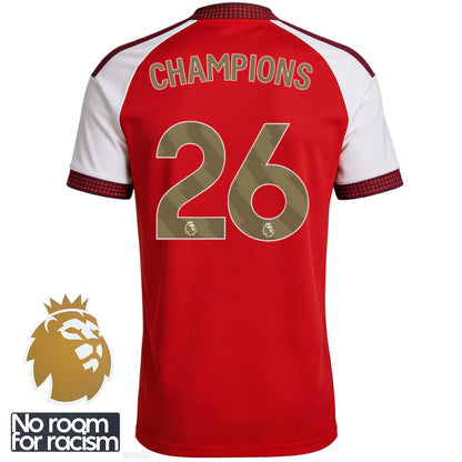 CHAMPIONS #26 Arsenal Home Soccer Jersey 2026/27 + Premier League Champion Badge(New) & No Room For Racism